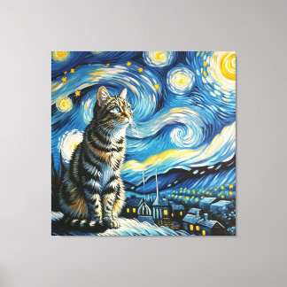 Toile Starry Tabby Portrait de chat - Portrait pour anim