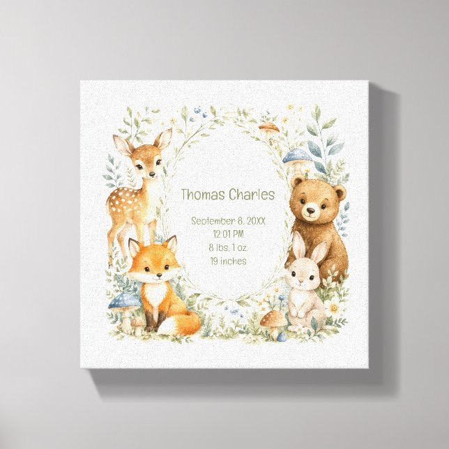 Toile Statistiques de naissance Animaux de la forêt Nouv (Recto)
