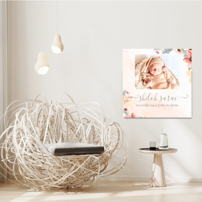 Toile Statistiques de naissance nouveau-né Canvas photo (Personalized Newborn Stats Keepsake Canvas Wall Decor)