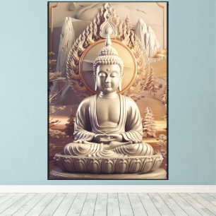 Toile Statue de bouddha serène dans paysage paisible 3D