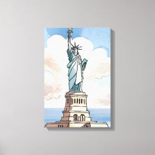 Toile Statue de la Liberté Monument aquarelle