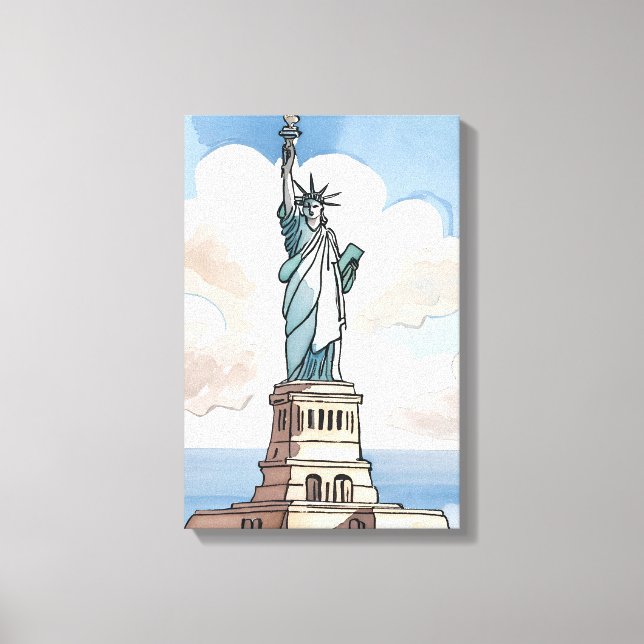 Toile Statue de la Liberté | Point de repère aquarelle (Recto)