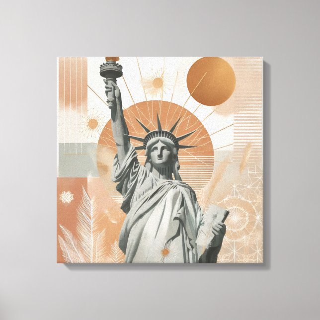 Toile Statue of Liberty Mandala Wall Art | Modern Boho  (Recto)