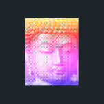 Toile Statue Visage Bouddha Colorée Formée Par Lignes<br><div class="desc">Le visage de Siddhartha Gautama,  Bouddha,  avec effet sculpté. Image formée par des lignes de largeur variable. Idée cadeau pour les personnes qui aiment l'art et la spiritualité asiatiques.</div>
