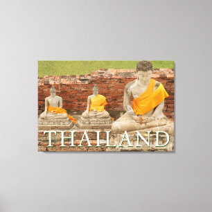 Toile Statues de Bouddhas assis Ayutthaya, Thaïlande
