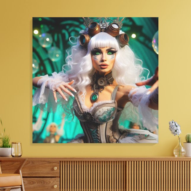 Toile Steampunk Victorian Futuristic Green Dancer (Insitu(Salon))