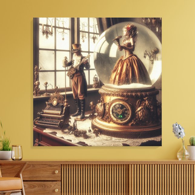 Toile Steampunk Victorian Music Snow Globe (Insitu(Salon))