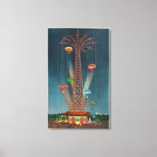 Toile Steeplechase Park Parachute Vue de la nuit (Recto)