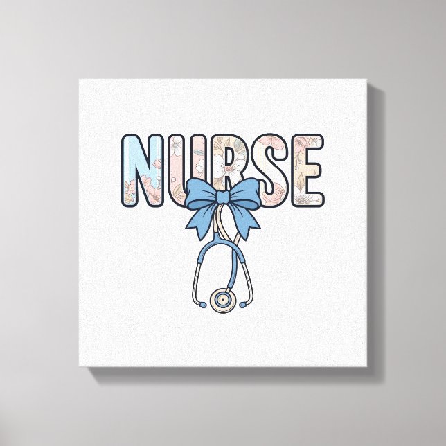 Toile Stéthoscope Nurse Bow Floral Vintage (Recto)