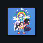 Toile Steven Universe - Aimez-vous<br><div class="desc">Steven Universe | Regardez cette image de groupe arc-en-ciel qui dit "Aimez-vous",  avec Amethyst,  Pearl,  Steven Universe et Garnet!</div>