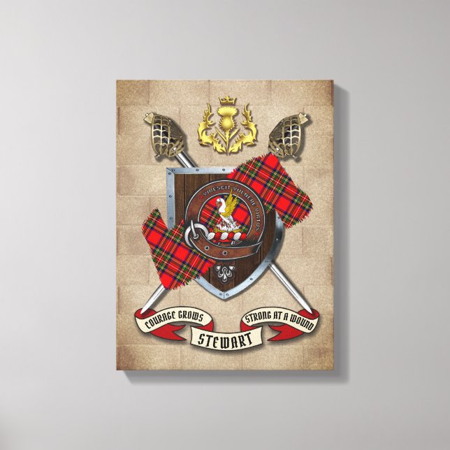 Toile Stewart Clan Badge W/Crossed Swords (Recto)
