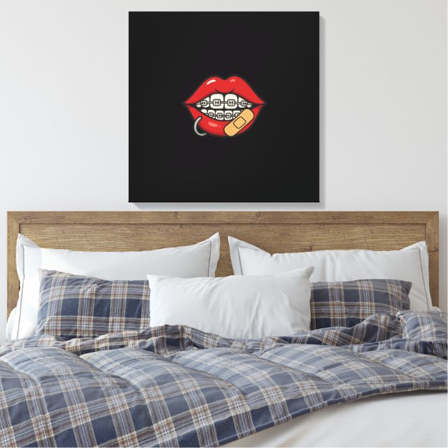 Toile Sticker à lèvres de dessin avec accolades et perça (Insitu(Chambre))