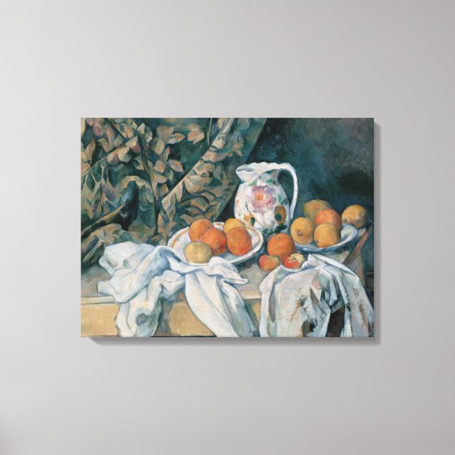 Toile Still Life with the Curtain par Paul Cezanne (Recto)