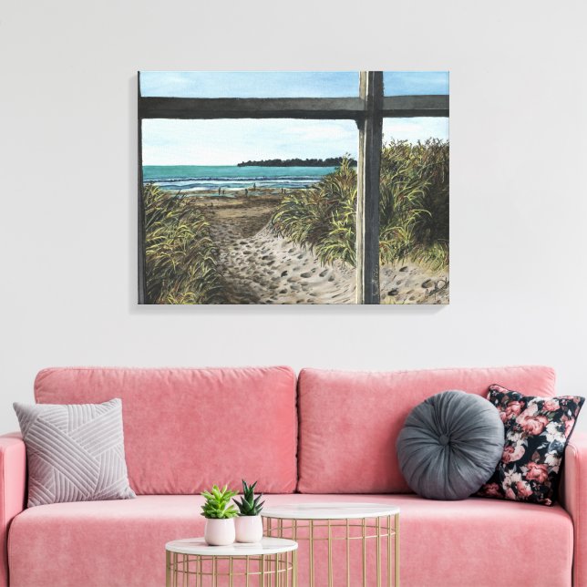 Toile Stinson Beach Watercolor Painting Californie (Insitu(Salon))
