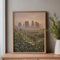 Stonehenge Brouillard de l'aube Herbe haute Art