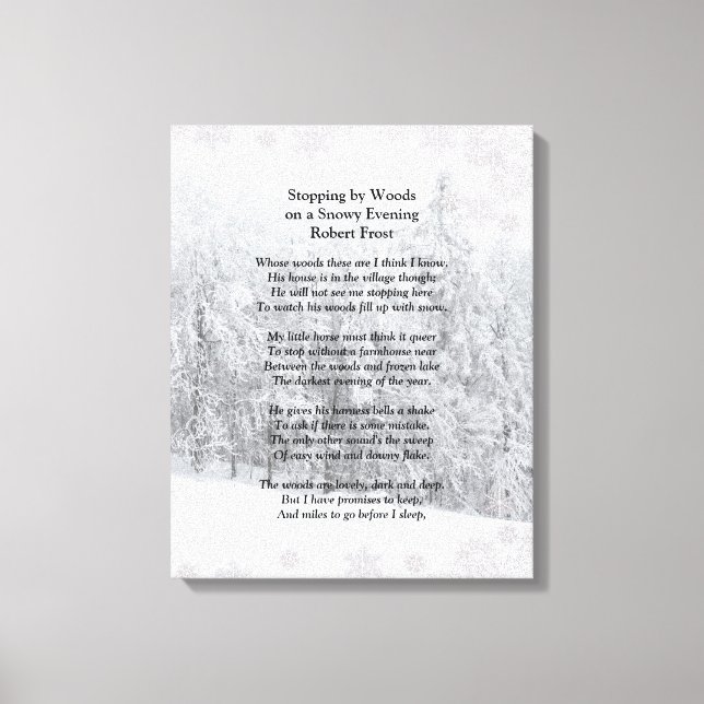 Toile Stopper par Woods Soirée Neige Robert Frost Poème (Recto)