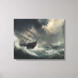 Toile Stormy Seas Sailboat Peinture Mur Art Décor