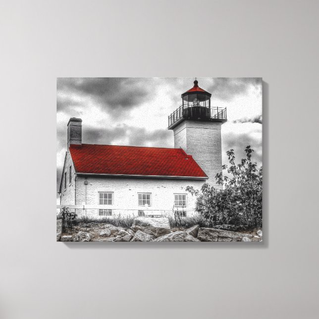 Toile Stormy Skies - Michigan Lighthouse Canvas Imprimer (Recto)