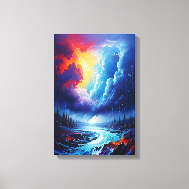 Toile Stormy Sky Abstraite River Paysage Art (Recto)