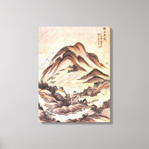 Toile Stream et Mountain Korean Joseon Dynasty Folk Art