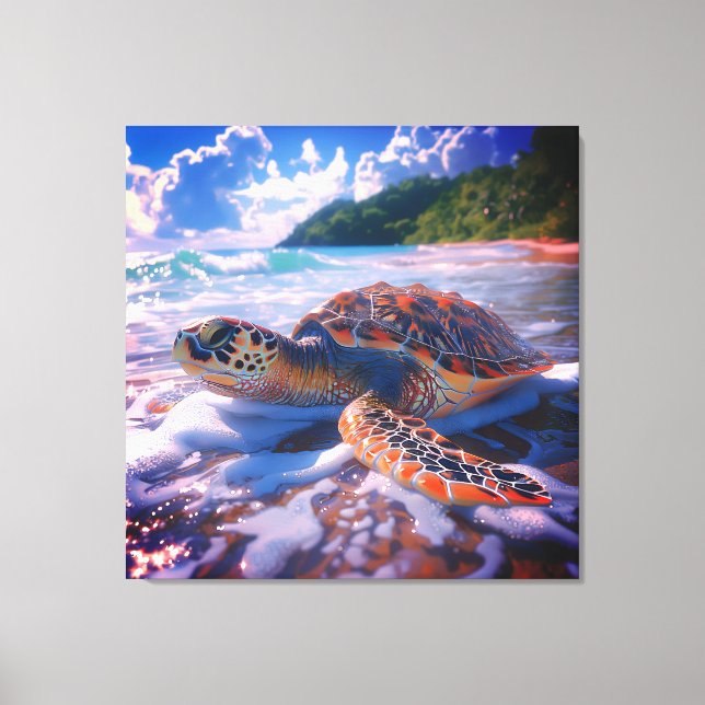 Toile Stretched Canvas Print of Ocean Turtle (Recto)