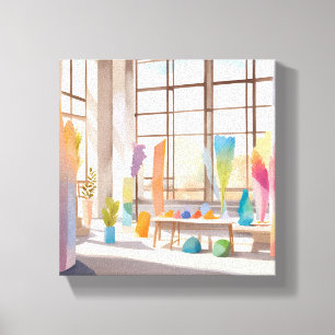 Toile Studio d'art abstrait   Aquarelle lumineuse et aér