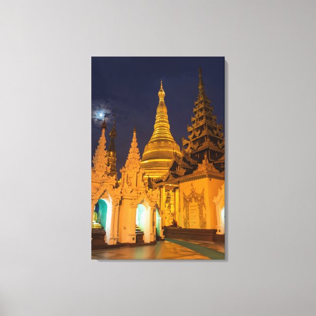 Toile Stupa Doré Et Temples (Recto)