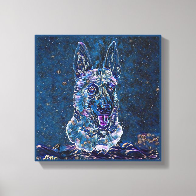 Toile Style Malinois Bleu étoile belge (Recto)