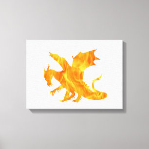 Toile Stylized image of Dragon in flame