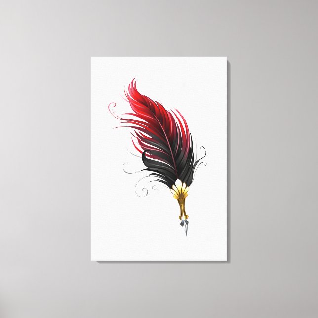 Toile Stylo rouge en plumes avec nib or (Recto)