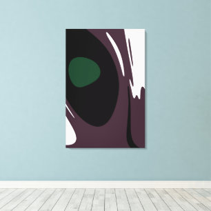 Toile Submersion : Noir Abstrait, Blanc, Violet & Vert