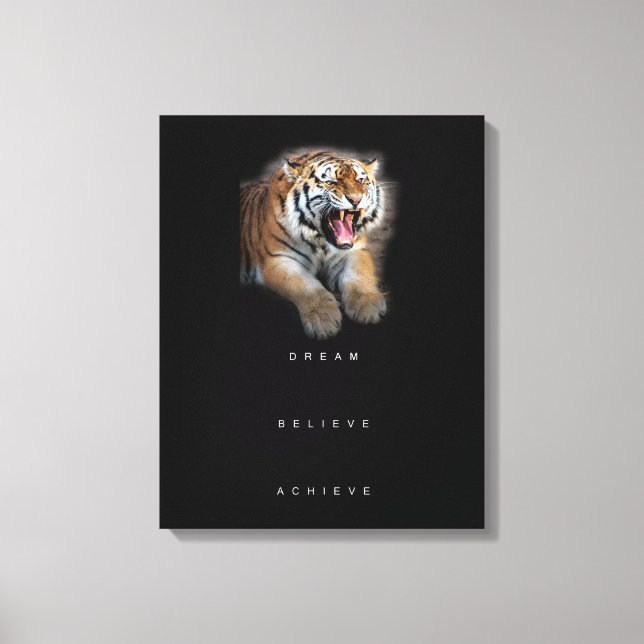 Toile Succès Citation Motivationnelle Stylish Tiger Abst (Recto)