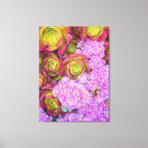 Toile Succulent et fleurs
