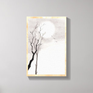 Toile Sumi-e japonais vintage classique de paysage de