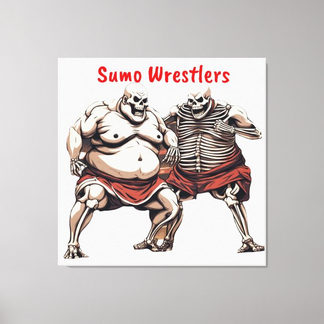 Toile Sumo Lutteurs de squelette en action (Recto)