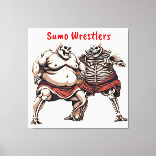 Toile Sumo Lutteurs de squelette en action