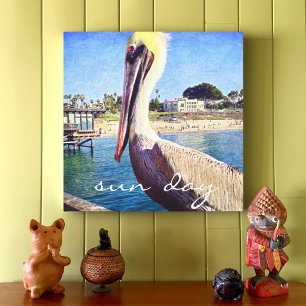 Toile Sun Day Cute Ocean Beach Pier Pelican Bird Photo