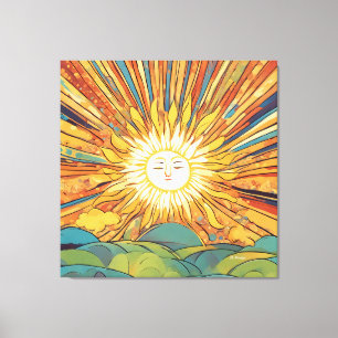 Toile Sun Rise Over Hills