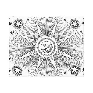 Toile Sun Stars Antique Nuit Ciel Médiéval Zodiac