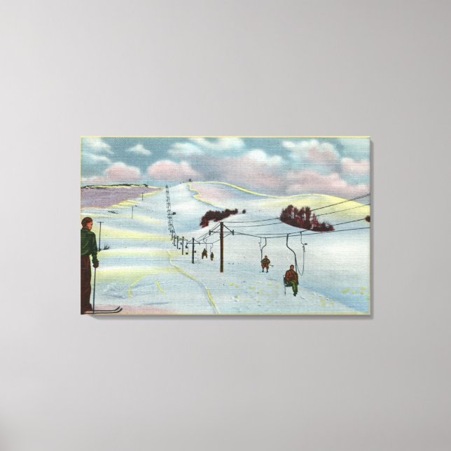 Toile Sun Valley, ID - Sawtooth Mnts. Ski D'Équitation (Recto)