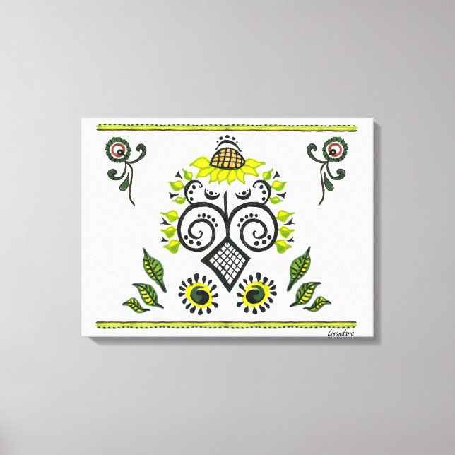 Toile Sunflower Folk Motif (Recto)