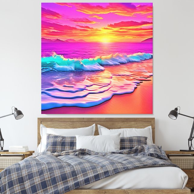 Toile Sunset Beach Waves Design (Insitu(Chambre))