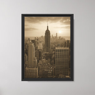 Toile Sunset de New York Skyline Sepia
