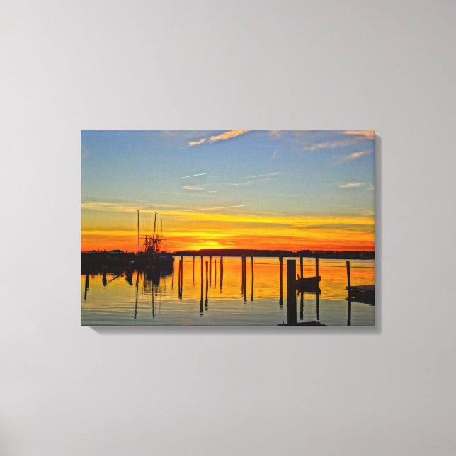 Toile Sunset Landing Skull Creek Boathouse Hilton Head (Recto)