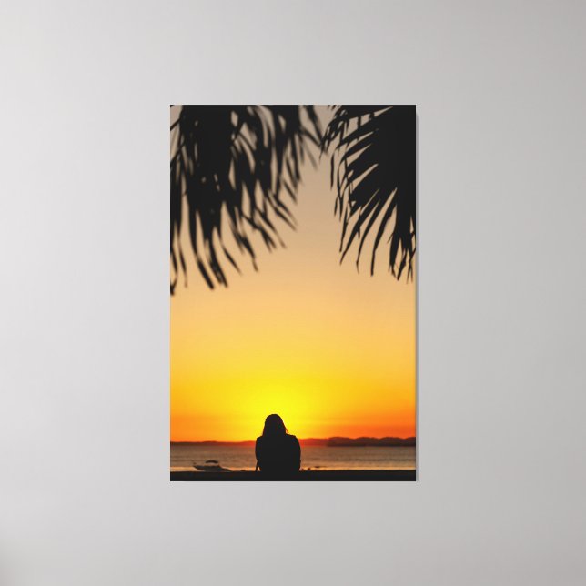 Toile Sunset Silhouette: Tropical Serenity (Recto)