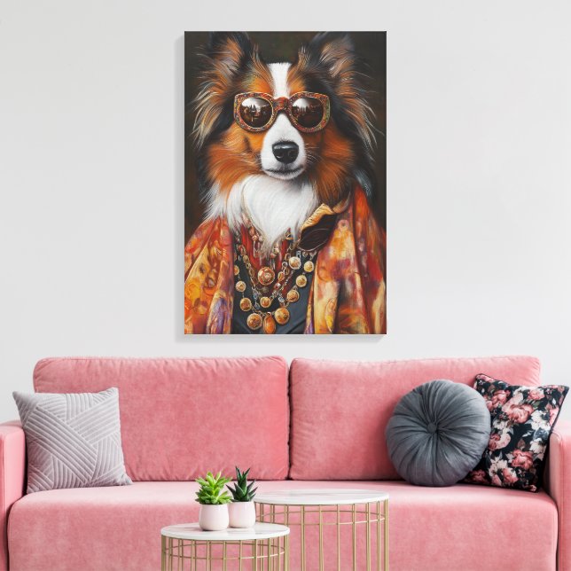 Toile Super Fly Shetland Sheepdog | Étagère (Insitu(Salon))