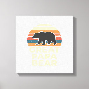 Toile Super Papa Ours Rétro Coucher de Soleil Vintage De