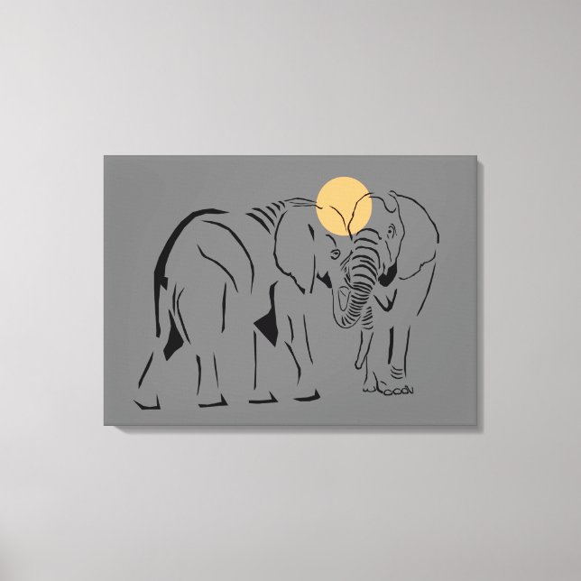 Toile Superbe peinture minimaliste éléphant enveloppé (Recto)