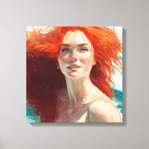 Toile Superbe Tête de Rouge émergente de l'eau