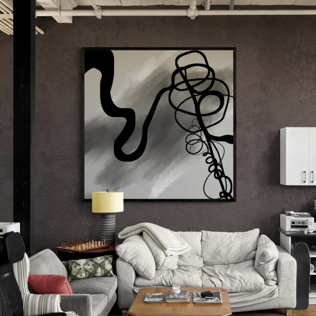 Toile Sur la grille : Abstrait noir et gris (Créateur téléchargé)